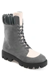 Journee Collection Elibor Faux Shearling Bootie In Grey