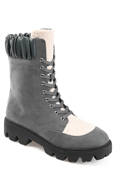 Journee Collection Elibor Faux Shearling Bootie In Grey