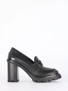TOD'S PENNY LOAFERS IN LEATHER WITH BLACK HEEL