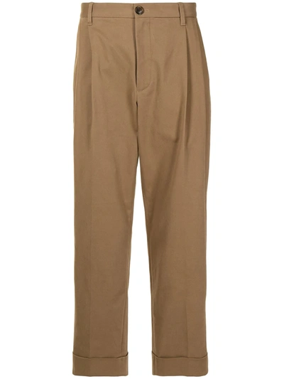 Ports V Turned-hem Straight-leg Trousers In Braun