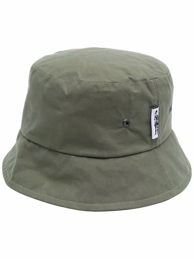 Mackintosh Waxed Cotton Bucket Hat In Grün