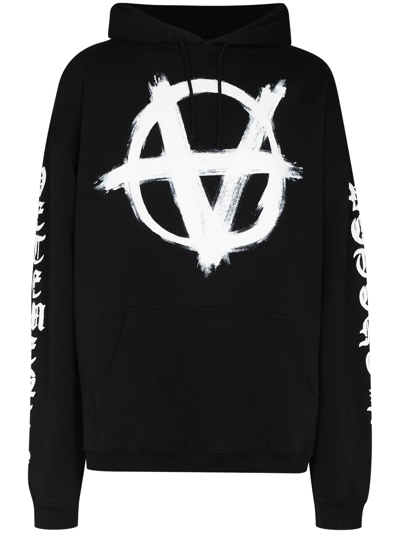 Vetements Double Anarchy Oversized Hoodie In Black