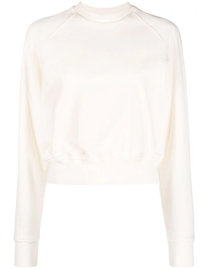 There Was One Stud-detail Fleece Cropped Sweatshirt In Nude