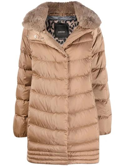 Geox Quilted-finish Padded Coat In Braun