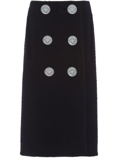 Prada Button-detail Midi Skirt In Schwarz