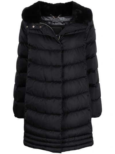 Geox Hooded Puffer Coat In Schwarz