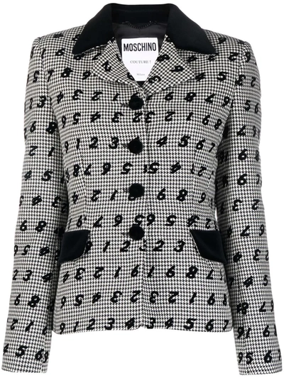 Moschino Numbers Print Single Breasted Blazer In Schwarz