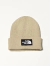 The North Face Beanie Hat With Embroidered Logo In Neutrals