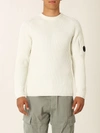 C.p. Company Ribbed Knit Sweater In Off-white