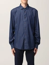 Etro Shirt In Cotton Denim With Paisley Pattern In Denim