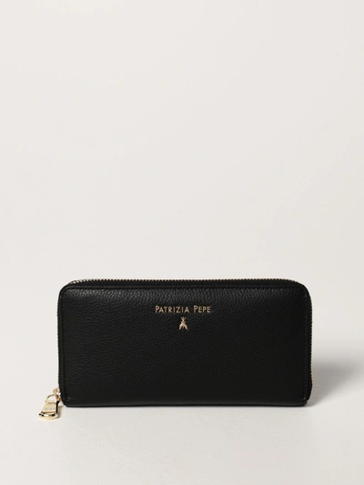 Patrizia Pepe Wallet In Textured Leather In Black