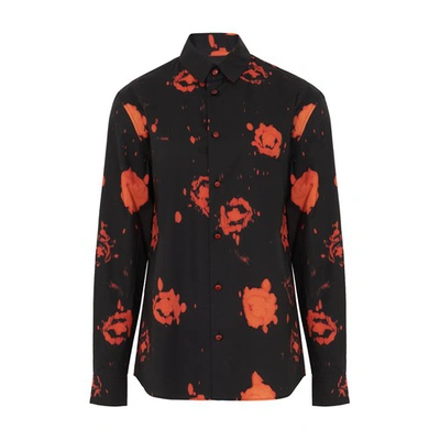 Marni Blurry Rose-print Button-down Shirt In Black