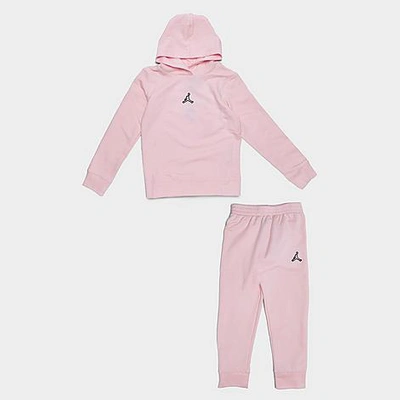 Nike Jordan Girls' Little Kids' Jumpman Essentials Fleece Hoodie And Jogger Pants Set In Pink Foam