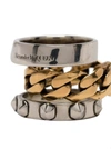 ALEXANDER MCQUEEN PUNK GOLD AND SILVER COLORED BRASS RING,677689J160Z1334