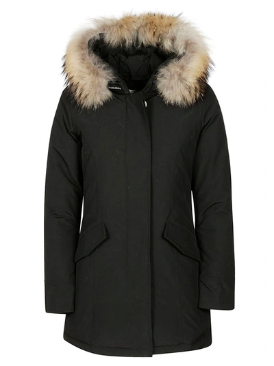 Woolrich Arctic Raccoon Parka In Black