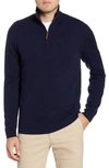 Nordstrom Cashmere Quarter Zip Pullover Sweater In Navy Blazer
