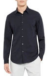 Theory Sylvain Mens Poplin Tab Collar Button-down Shirt In Eclipse