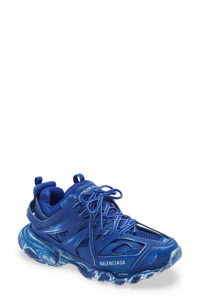 Balenciaga Men's Track Distressed Caged Chunky Sneakers In Blue