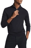 Reiss Maxwell Merino Wool Solid Regular Fit Quarter Zip Polo Shirt In Navy