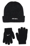 Nike Kids' Reflective Beanie & Gloves Set In Black
