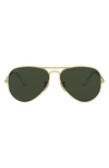 Ray Ban Standard Original 58mm Aviator Sunglasses In Gold Blue