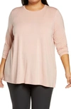 Eileen Fisher Crewneck Jersey Tunic In Dark Powder