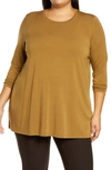 Eileen Fisher Crewneck Jersey Tunic In Btrnt