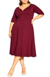 City Chic Cute Girl Fit & Flare Dress In Ox Blood