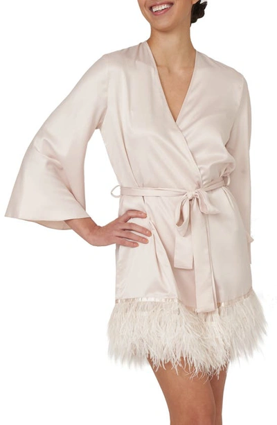 Rya Collection Swan Feather-hem Dressing Gown, Inclusive Sizing In Champagne