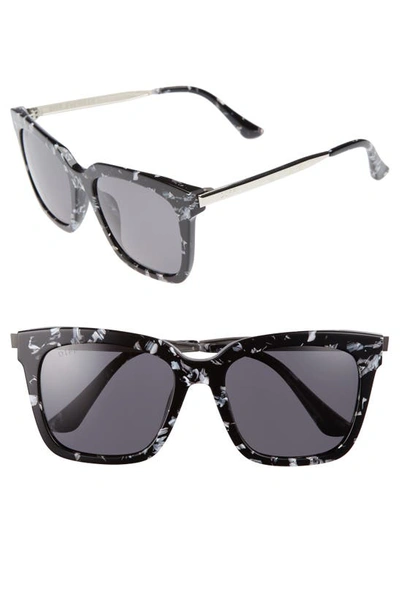 Diff Bella 52mm Polarized Sunglasses In Black White/ Grey