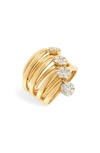 Hueb Flower Charm Stacked Diamond Ring In Diamond