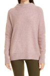 Vince Boiled Cashmere Funnel Neck Pullover In Pink & Purple