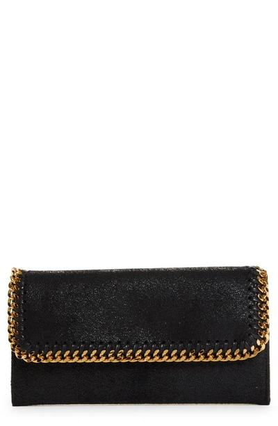 Stella Mccartney Falabella Faux Leather Continental Wallet In Black