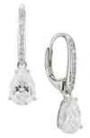 Nadri Modern Love Pave & Pear Shape Cubic Zirconia Drop Earrings In Rhodium