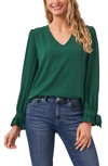 Cece Tie Sleeve Top In Alpine Green