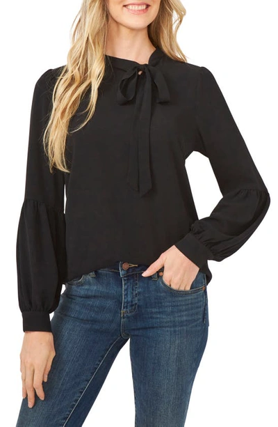 Cece Tie Neck Blouse In Rich Black