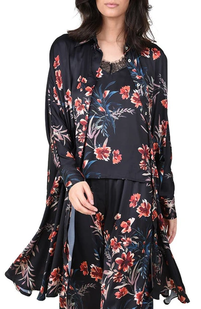 Molly Bracken Floral Duster In Dry Flowers Black