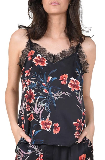 Molly Bracken Floral Lace Camisole In Dry Flowers Black