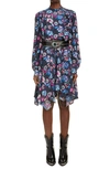 Isabel Marant Verikio Ruffled Floral-print Silk Mini Dress In Faded Night 30fn