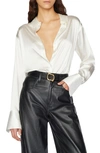 Frame The Standard Silk Button-front Shirt In Off White