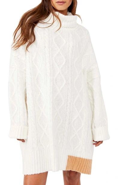 Free People Forever Colorblock Cable Knit Sweater In White Multi