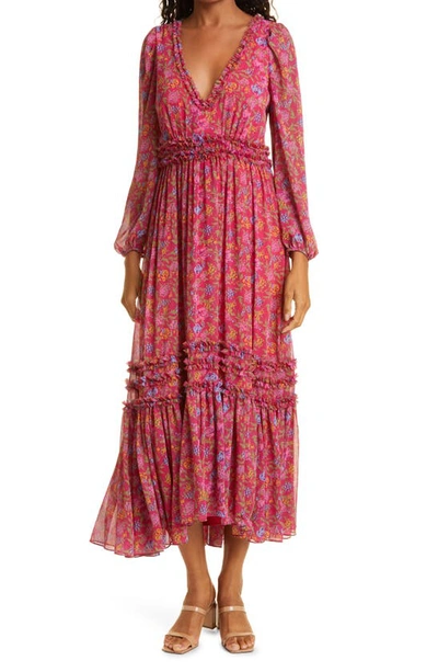 Likely Ruxton Long Sleeve Dress In Fuchsia Multi