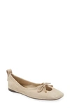 Frame Le Sunset Square Toe Ballet Flat In Crema Suede