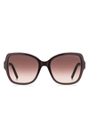 Marc Jacobs 55mm Square Sunglasses In Grey / Burgundy Shaded