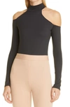 Alix Nyc Leona Turtleneck Cold Shoulder Bodysuit In Black