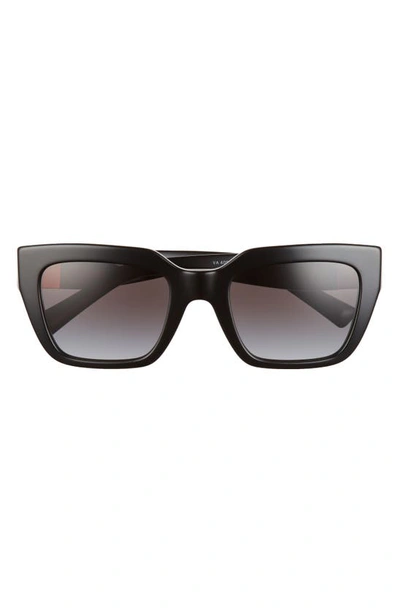 Valentino 52mm Square Sunglasses In Black/ Grey Gradient