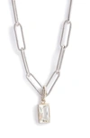Anzie Melia White Topaz Pendant Necklace In White Silver