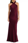 Lovely Draped Twist Halter Tie-back Trumpet Gown - Imogen In Cabernet