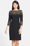 Nue By Shani Crepe & Lace Sheath Dress In Black