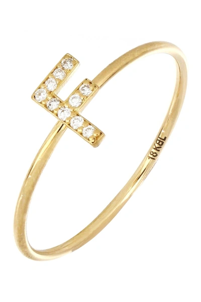 Bony Levy 18k Yellow Gold Pave Diamond Initial Ring In F